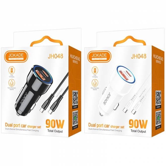 شارژر فندکی 90 وات دو پورت برند JOKADE مدل JH048
